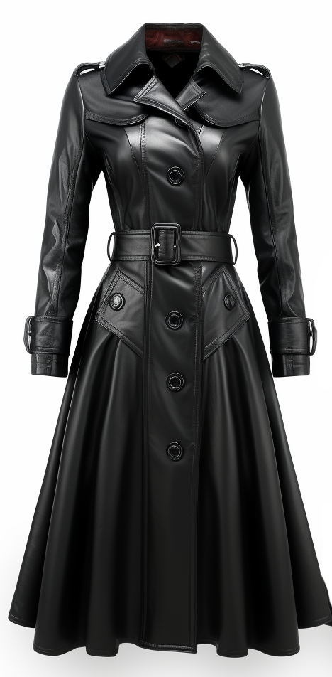 Women Luna Black Long Leather Coat