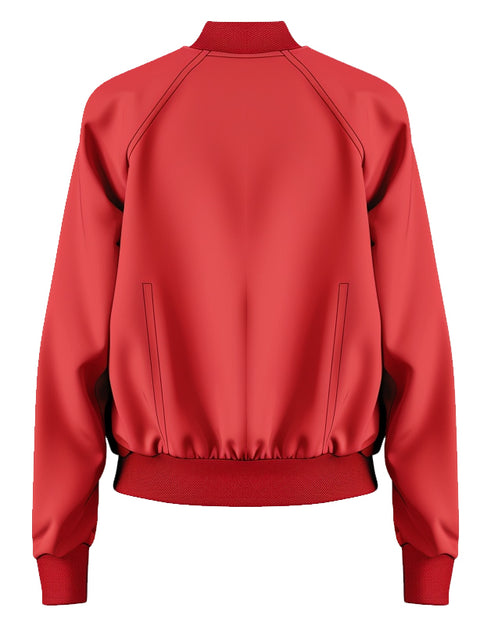 Women Red Cotton Bomber Jacket