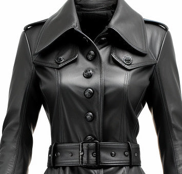 Women Rock Black Long Leather Designer Coat