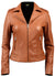 Women's Tan Biker Leather Jacket - Leatheroxide