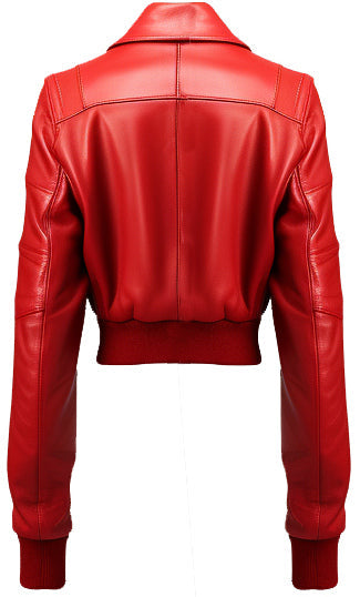 Women Red Bomber Leather Jacket - Leatheroxide