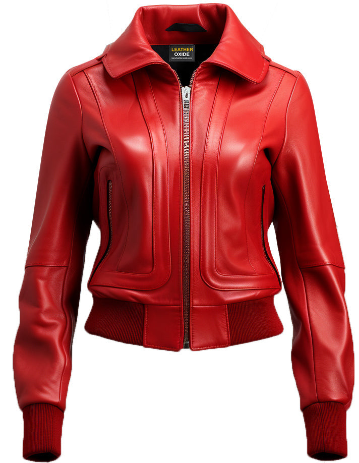 ジャケット SEFR Women Jackets LIVA ASTRA RED Zpanxa-Womens-Leather-Jacket-