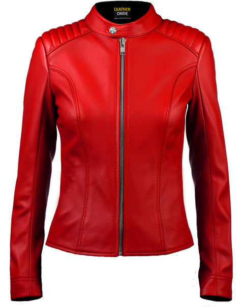 Womens Red Leather Jacket - Leatheroxide