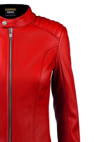 Womens Red Leather Jacket - Leatheroxide