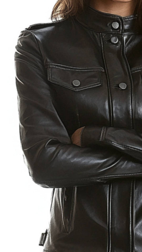 Isabella Leather Black Jacket - Women Leather Jacket Black