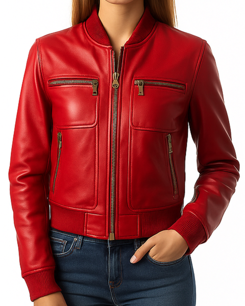 Charlotte Leather Red Jacket - Women Leather Jacket Red