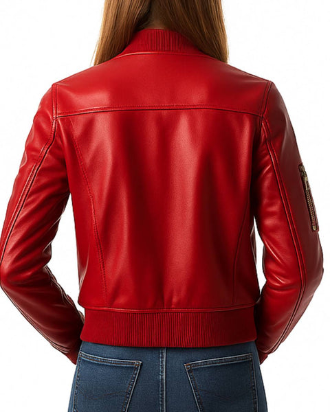 Charlotte Leather Red Jacket - Women Leather Jacket Red