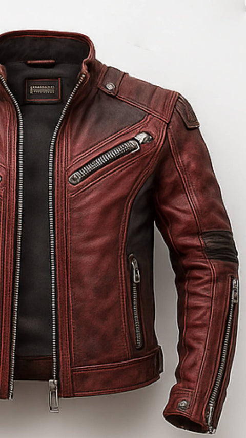 Yusef Red Leather Jacket - Leather Jacket for Men Red