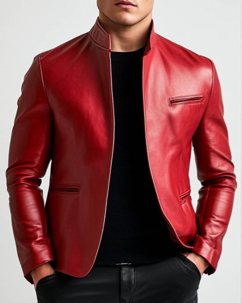 Joshua Red Leather Jacket - Leather Jacket for Men Red