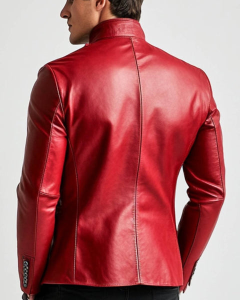 Joshua Red Leather Jacket - Leather Jacket for Men Red