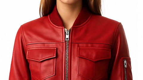 Freya Leather Red Jacket - Women Leather Jacket Red