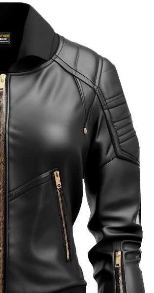 Black Leather Jacket Bomber Style - Leatheroxide