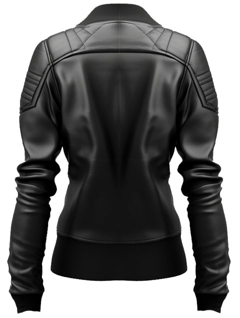 Black Leather Jacket Bomber Style - Leatheroxide