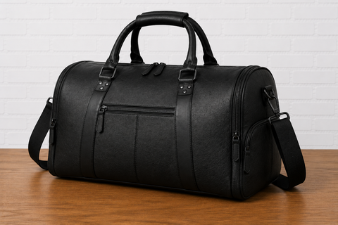 Black Genuine Leather Duffle Bag for Travel, Gym & Weekend Trips fro men and women