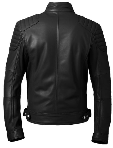 Men Slim-fit Rider Black Leather Flap Pocket Jacket - Leatheroxide