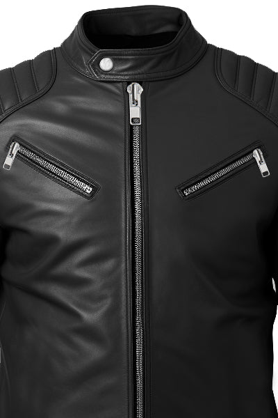 Men Black Biker Leather Jacket - Leatheroxide