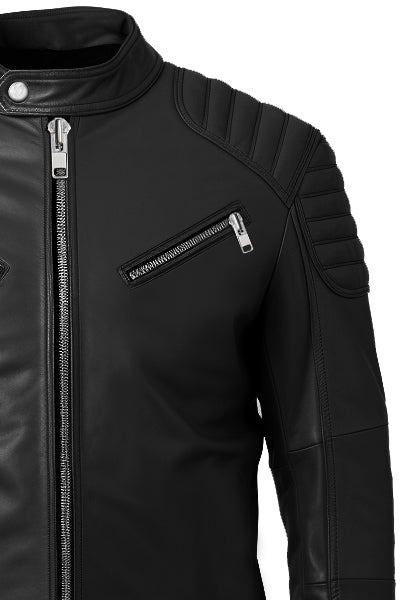 Men Black Biker Leather Jacket - Leatheroxide