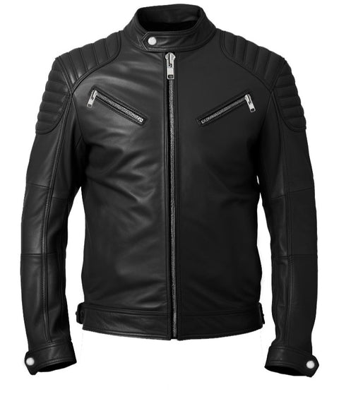 Men Black Biker Leather Jacket - Leatheroxide