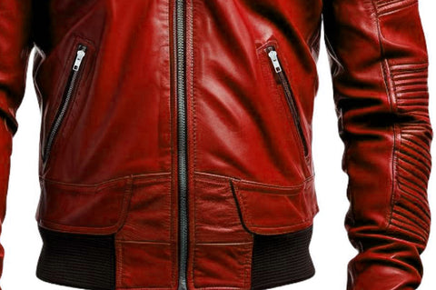 Men Stylish Hooded Leather Jacket