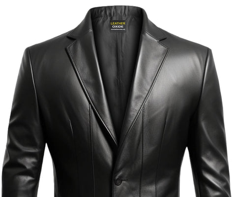 Men 2 Button Leather Blazer