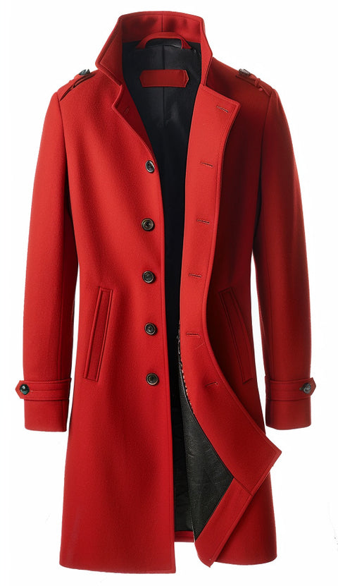 Men Stylish Red Wool Coat