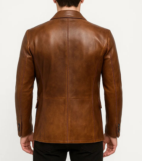 Jack Brown Premium Leather Blazer -  Leather Jacket For Men