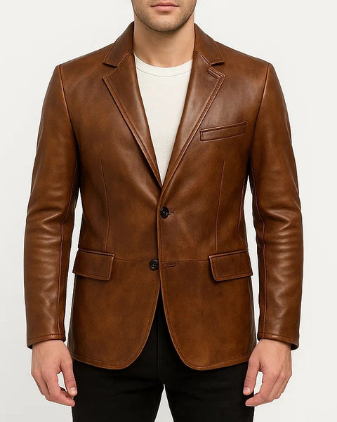 Jack Brown Premium Leather Blazer -  Leather Jacket For Men