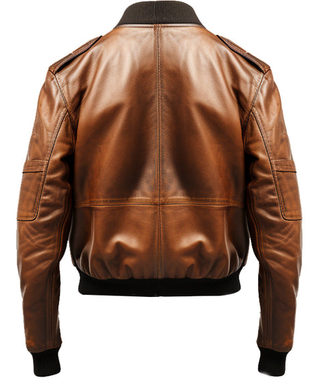 Aviator G1 Distressed Men Bomber Vintage Leather Jacket - Distressed Brown - Leatheroxide