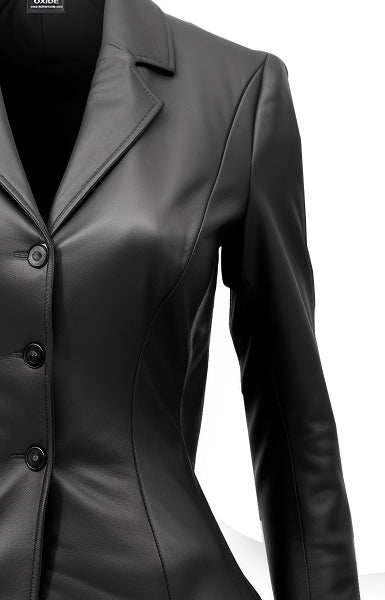 Women Black Leather Blazer - Women Leather Coat - Leatheroxide