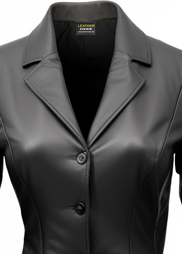 Women Black Leather Blazer - Women Leather Coat - Leatheroxide