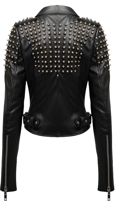 Women Black Biker Slimft Real Leather Jacket - Leatheroxide