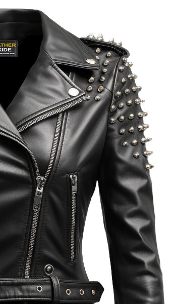 Women Black Biker Slimft Real Leather Jacket - Leatheroxide