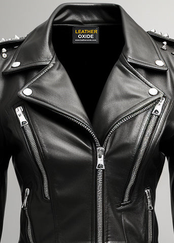 Women Black Biker Real Leather Jacket - Leatheroxide
