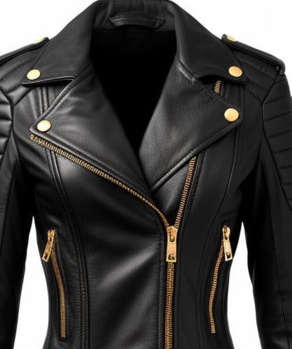 Black Leather Jacket for Women - Biker Leather Jacket - Leatheroxide