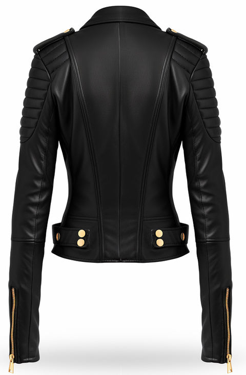 Black Leather Jacket for Women - Biker Leather Jacket - Leatheroxide