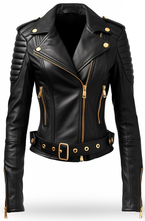 Black Leather Jacket for Women - Biker Leather Jacket - Leatheroxide