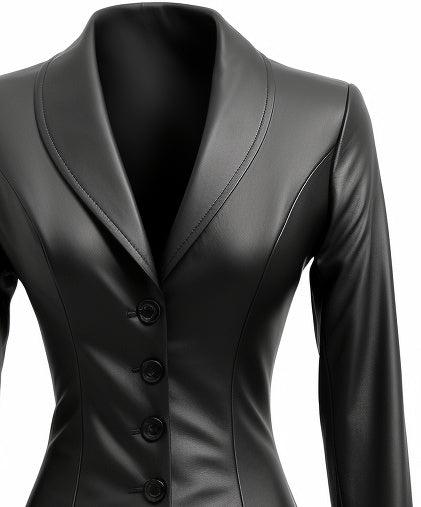 Women Black Leather Slim fit Coat - Leatheroxide