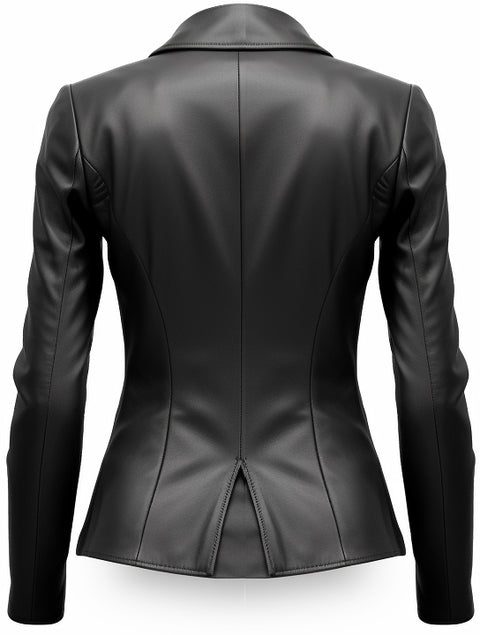 Women Black Leather Blazer - Women Leather Coat - Leatheroxide
