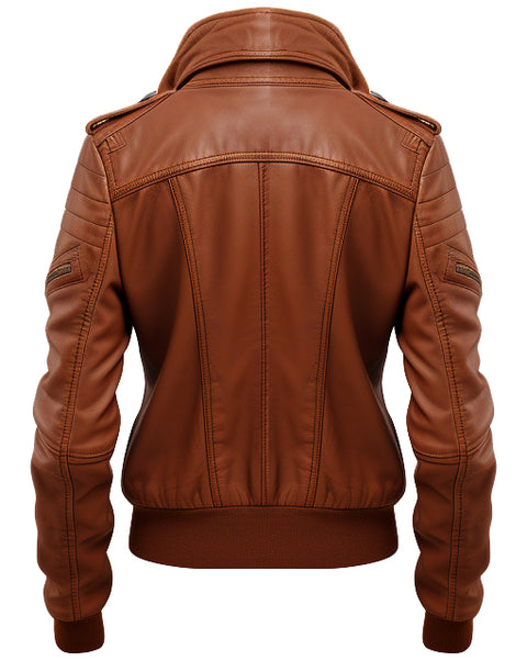 Bella Brown Vintage Leather Jacket - Leatheroxide