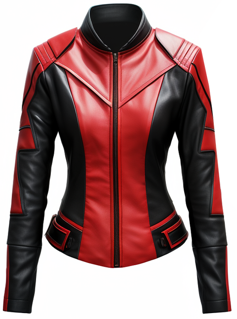 Women Leather Jacket - Red and Black Faux Leather Jacket - Leatheroxide