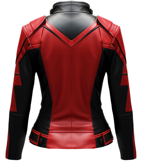 Women Leather Jacket - Red and Black Faux Leather Jacket - Leatheroxide