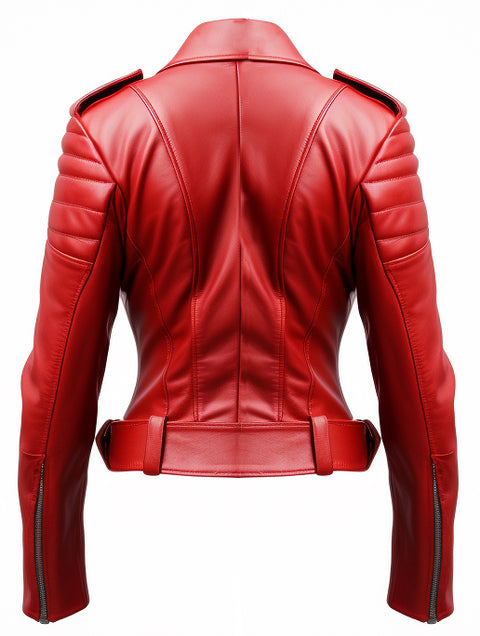 Women Slimfit Red Leather Jacket - Leatheroxide