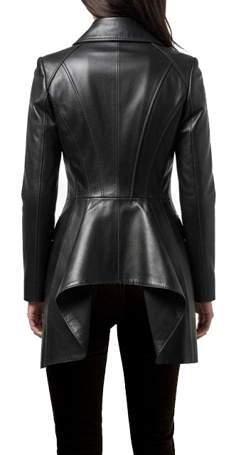 Women Stylish Black Leather Coat - Luxury Leather Coat