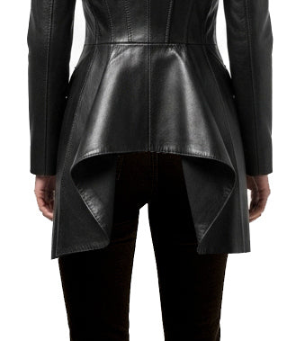 Women Stylish Black Leather Coat - Luxury Leather Coat