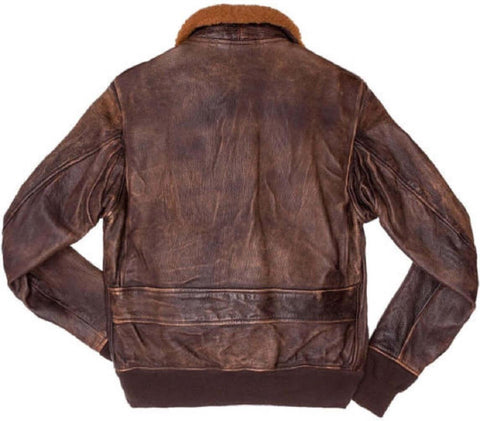 Aviator G1 Distressed Men Bomber Leather Jacket - Brown Leatheroxide