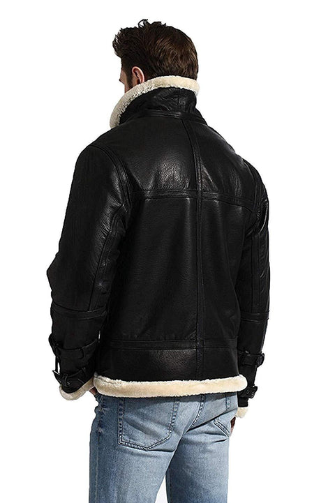 B3 Bomber Hooded Leather Jacket - Black Leatheroxide