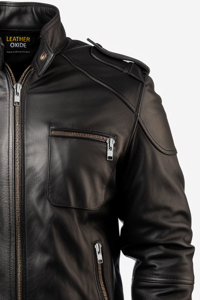 Black Leather Bomber Jacket Men-Leatheroxide Leatheroxide
