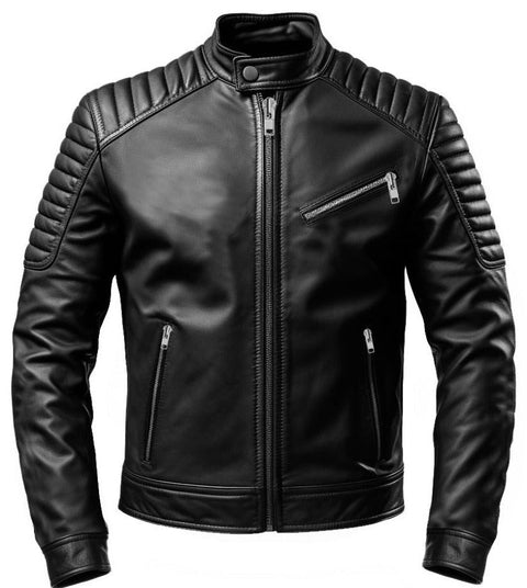 Black Leather Jacket Men Slimfit in Genuine or Faux Leather-Leatheroxide Leatheroxide