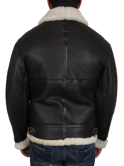 Black real leather Faux fur bomber jacket Leatheroxide