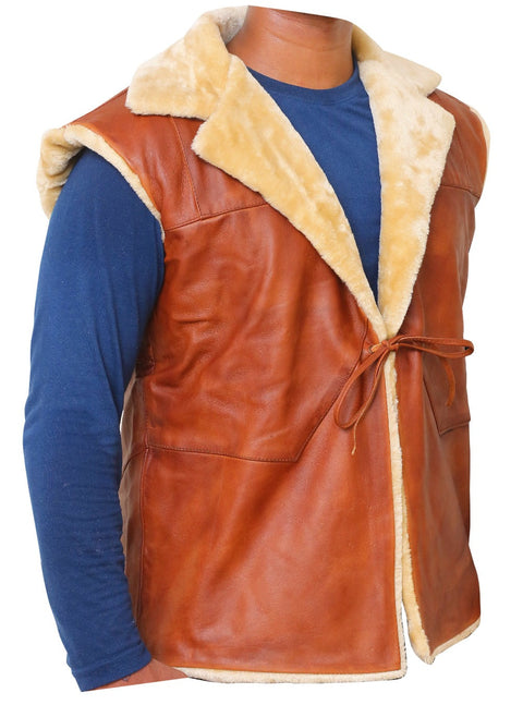 Brown Cord Style Leather Vest Leatheroxide